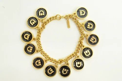 AUTHENTIC FERRAGAMO GANCINI GP BLACK OMEGA STYLE LOGO BRACELET GP EMBLEM JEWELRY: AUTHENTIC FERRAGAMO GANCINI GP BLACK OMEGA STYLE LOGO BRACELET GP EMBLEM JEWELRY Authentic Ferragamo Gancini GP Black Omega Style Logo Bracelet GP Emblem Jewelry AUTHENTIC FERRAGAMO GANCINI GP BLACK O