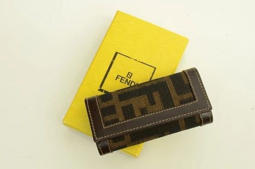 AUTHENTIC FENDI ZUCCA 4 KEY RING VINTAGE LEATHER WALLET MONOGRAM CANVAS CASE: AUTHENTIC FENDI ZUCCA 4 KEY RING VINTAGE LEATHER WALLET MONOGRAM CANVAS CASE Authentic Fendi Zucca 4 Key Ring Vintage Leather Wallet Monogram Canvas Case Authentic Fendi Zucca 4 Key Ring Vintage Leath