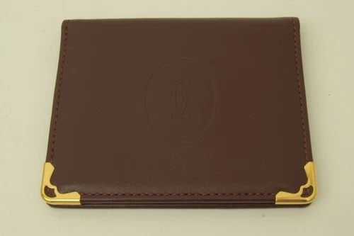 AUTHENTIC CARTIER BURGUNDY FLIP WALLET MIRROR VRG LEATHER DECOR LOGO GP CORNER (1 of 2)
