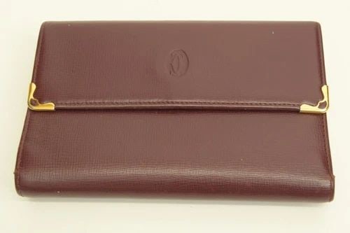 AUTHENTIC CARTIER BURGUNDY WALLET LEATHER DECOR LOGO GP CORNER CLIP COIN CASE: AUTHENTIC CARTIER BURGUNDY WALLET LEATHER DECOR LOGO GP CORNER CLIP COIN CASE Authentic Cartier Burgundy Wallet Leather Decor Logo GP Corner Clip Coin Case Authentic Cartier Burgundy Wallet Leather De