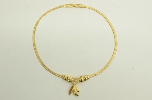 AUTHENTIC GIVENCHY GP RIBBON NECKLACE RHINESTONE LOGO G EMBLEM CHAIN JEWELRY (1 of 2)