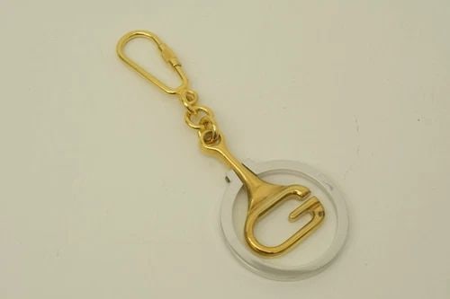 AUTHENTIC GUCCI THIN G LOGO GOLD PLATED SILVER RING SWING CHARM KEYCHAIN JEWELRY (1 of 2)