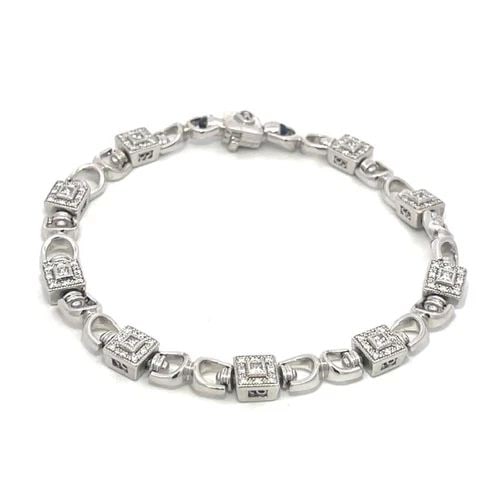 CHARRIOL DIAMOND BRACELET 18K WHITE GOLD SQUARE LINK DESIGN (1 of 2)