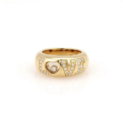 CHOPARD RING LOVE HAPPY DIAMOND 18K YELLOW GOLD DOME BAND SIZE 6 (1 of 2)