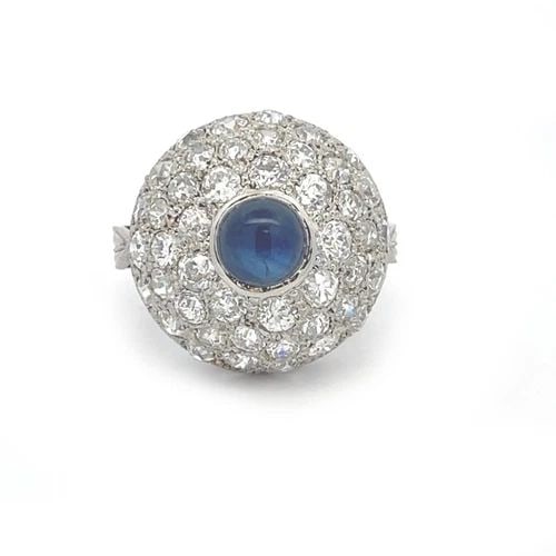 ART DECO NATURAL 3.5CT OLD MINE CUT DIAMONDS PLATINUM SAPPHIRE DOME RING SIZE 7: ART DECO NATURAL 3.5CT OLD MINE CUT DIAMONDS PLATINUM SAPPHIRE DOME RING SIZE 7 Natural 3.5ct Old Mine Cut Diamonds Platinum Sapphire Dome Ring Size 7 Description This is a stunning classic style ring