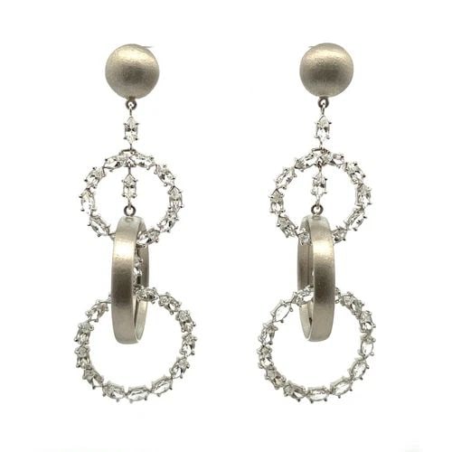 CARLA AMORIM 18K WHITE GOLD TOPAZ TRIPLE HOOP DANGLE EARRINGS (1 of 2)