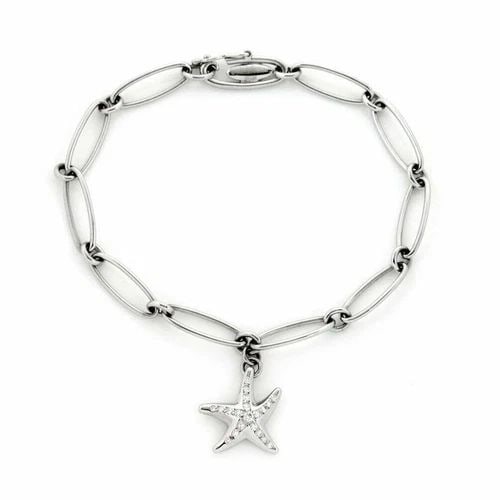 TIFFANY & CO. PERETTI DIAMOND STARFISH CHARM PLATINUM OVAL LINK BRACELET: TIFFANY & CO. PERETTI DIAMOND STARFISH CHARM PLATINUM OVAL LINK BRACELET Tiffany & Co. Peretti Diamond Starfish Charm Platinum Oval Link Bracelet Description This authentic charm and chain bracelet is