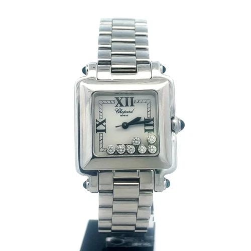CHOPARD HAPPY SPORT WRISTWATCH LADIES STEEL 7 FLOATING DIAMONDS SQAURE (1 of 2)