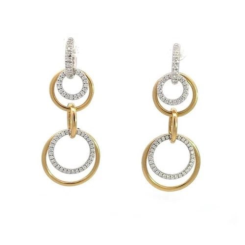 DIAMOND CHANGEABLE EARRINGS 18K DOUBLE STYLE GOLD HOOP LINKS DANGLE HIGH FASHION (1 of 2)