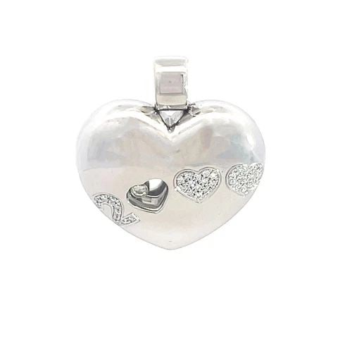 CHOPARD HAPPY DIAMONDS HEART PENDANT "2000" 18K WHITE GOLD PUFFED STYLE (1 of 2)