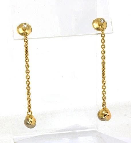 CARTIER DIAMONDS GOLD EARRINGS 18K TRI-COLOR LOVE KNOT LONG DANGLE STYLE (1 of 2)