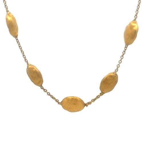 MARCO BICEGO SIVIGLIA GOLD NECKLACE 18K YELLOW SMALL BEAD MOTIF: MARCO BICEGO SIVIGLIA GOLD NECKLACE 18K YELLOW SMALL BEAD MOTIF This lovely authentic necklace is by Marco Bicego from the Siviglia Collection. It is crafted from 18k yellow gold featuring small oval 