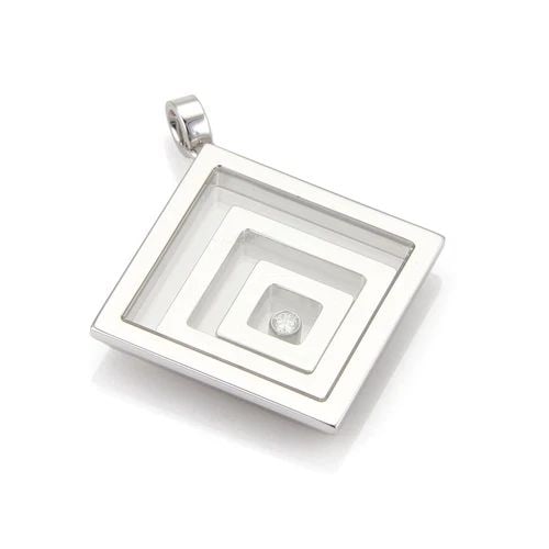 CHOPARD HAPPY SPIRIT DIAMOND 18K WHITE GOLD TRIPLE SQUARE MAZE PENDANT (1 of 2)