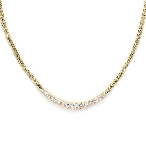 DIAMOND NECKLACE 14K YELLOW GOLD 1.25CT GRADUATED SPIGA CHAIN (1 of 2)