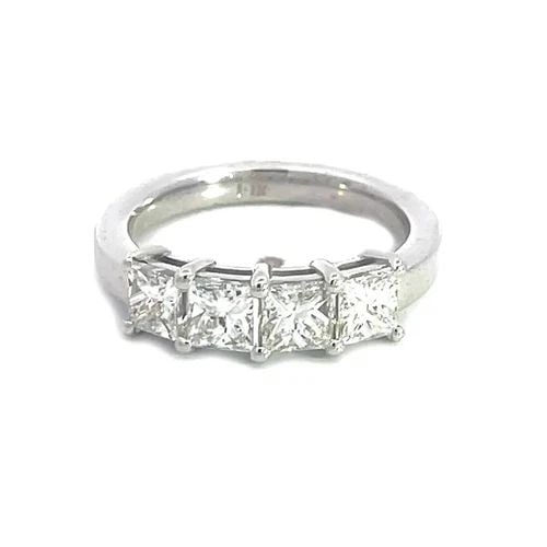 DIAMOND GOLD WEDDING BAND 2CT PRINCESS CUT 4 STONES 1/2CT EACH 14K WHITE GOLD (1 of 2)