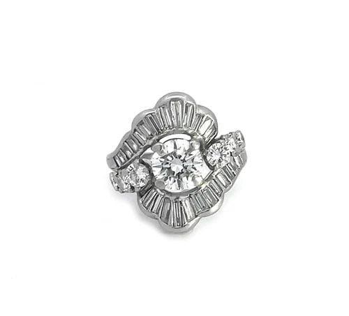 70354 DIAMOND PLATINUM RING 1.70CT SCALLOP HALO DESIGN (1 of 2)