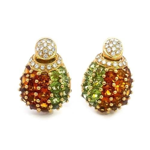 ROMA PAIR DIAMOND BEE PINS COLLAR/TIE CITRINE PERIDOT 18K GOLD (1 of 2)