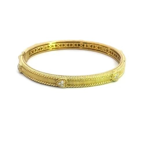 JUDITH RIPKA DIAMOND GOLD BANGLE 18K YELLOW HEART BEAD STYLE (1 of 2)