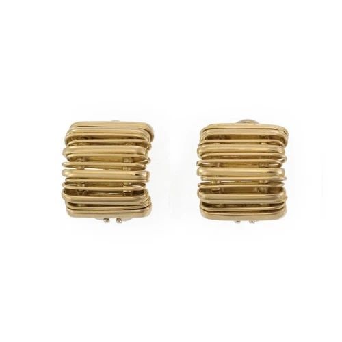 EARRINGS ORLANDO ORLANDINI 18K YELLOW GOLD WIRE STYLE 17MM WIDE HUGGIE (1 of 2)