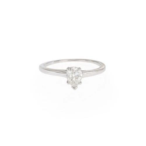 TIFFANY & CO. SOLITAIRE RING 0.47CT PEAR SHAPE DIAMOND PLATINUM SIZE 7 W/GIA: TIFFANY & CO. 0.47CT PEAR SHAPE DIAMOND PLATINUM SOLITAIRE RING SIZE 7 W/GIA Tiffany & Co. 0.47ct Pear Shape Diamond Platinum Solitaire Ring Size 7 W/GIA Description This elegant authentic solitaire r