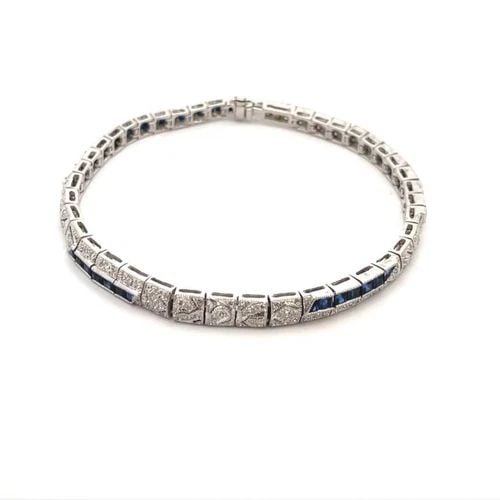 ART DECO STYLE DIAMOND 18K WHITE GOLD 5MM WIDE BRACELET (1 of 2)