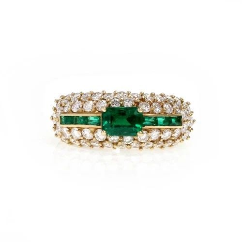 18K YELLOW GOLD 2.40CT DIAMOND & EMERALD CUT EMERALD COCKTAIL RING SIZE - 7: 18K YELLOW GOLD 2.40CT DIAMOND & EMERALD CUT EMERALD COCKTAIL RING SIZE - 7 18k Yellow Gold 2.40ct Diamond & Emerald Cut Emerald Cocktail Ring Size - 7 Description This is a gorgeous dome band ring, i