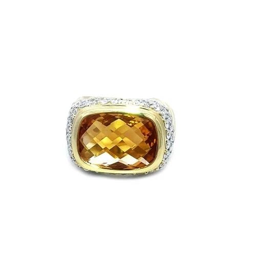DAVID YURMAN NOBLESSE GOLD RING DIAMOND CITRINE 18K YELLOW CABLE STYLE (1 of 2)