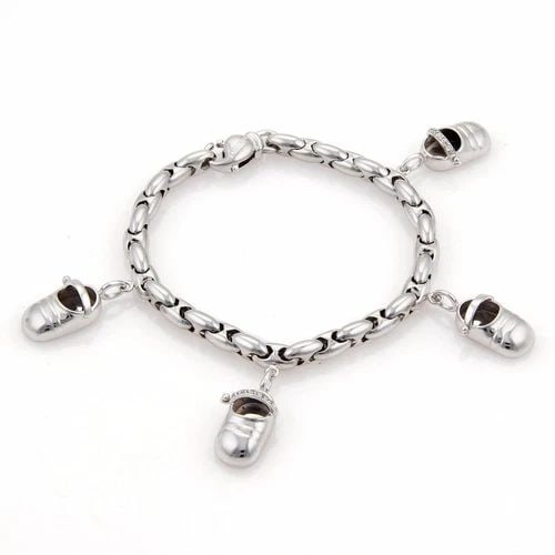 CHIMENTO GOLD BRACELET DIAMOND 18K WHITE PUFFED MARINER LINKS 4 CHARMS (1 of 2)
