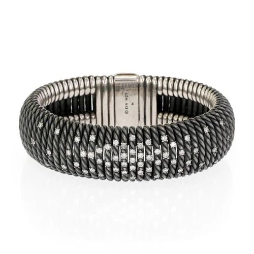 DAVID YURMAN FLEX BRACELET 1.70CT DIAMOND DARKENED STERLING SILVER TEMPO STYLE (1 of 2)