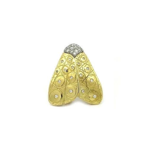 MOTH PIN DIAMOND PLATINUM 18K YELLOW GOLD BY PEDRO BOREGAARD (1 of 2)