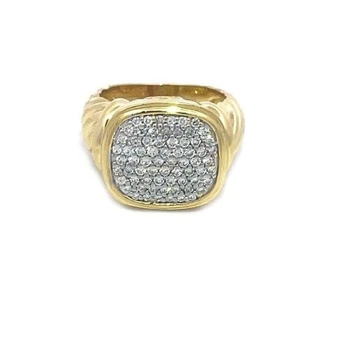 DAVID YURMAN NOBLESSE GOLD RING DIAMOND 18K YELLOW CABLE PAVE SET: DAVID YURMAN NOBLESSE GOLD RING DIAMOND 18K YELLOW CABLE PAVE SET This beautiful diamond gold ring is by David Yurman from his Noblesse Collection. It is a piece of fine jewelry featuring a cushion-sh