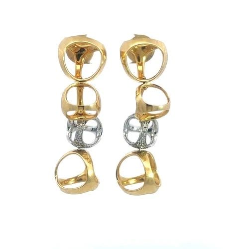 MODOLO GOLD TRIADRA EARRINGS DIAMOND PAVE SET 18K TWO TONE DANGLE STYLE (1 of 2)