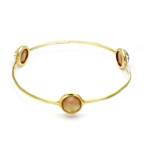 IPPOLITA ROCK CANDY PEACH QUARTZ GELATO GEM 18K GOLD BANGLE BRACELET (1 of 2)