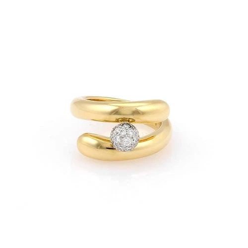 TIFFANY & CO. DIAMOND GOLD RING PLATINUM 18K YELLOW PAVE SET BYPASS RING: TIFFANY & CO. DIAMOND GOLD RING PLATINUM 18K YELLOW PAVE SET BYPASS RING The product is a stunning Tiffany & Co. diamond gold ring with a platinum bypass setting. The ring features natural white diamo
