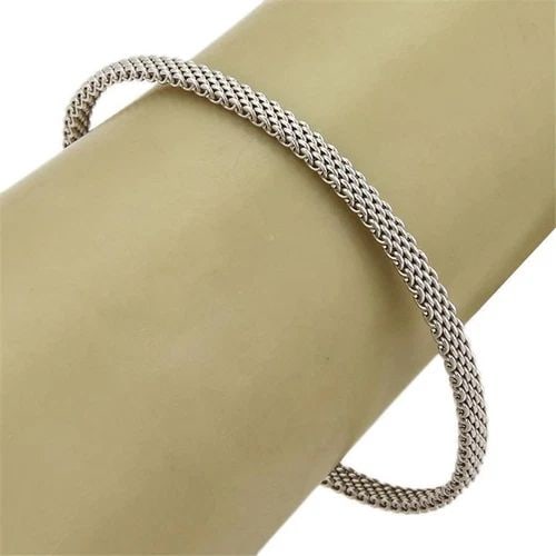 TIFFANY & CO. SOMERSET BRACELET 18K WHITE GOLD WIDE MESH BANGLE (1 of 2)