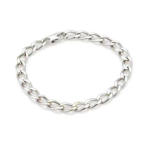 CHANEL 18K WHITE GOLD 5.5MM WIDE CURB LINK CHAIN BRACELET (1 of 2)