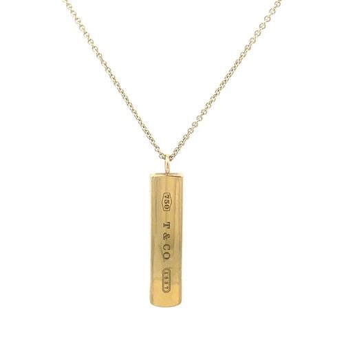 TIFFANY & CO. 1837 GOLD BAR PENDANT 18K YELLOW CHAIN NECKLACE 2001 (1 of 2)