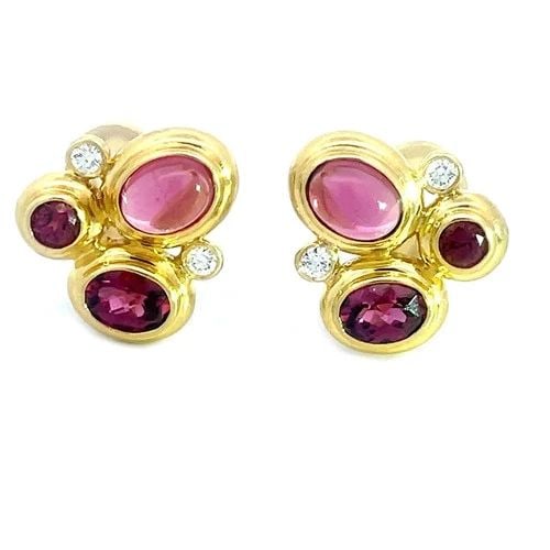 DAVID YURMAN MOSIAC GOLD EARRINGS DIAMOND GEMSTONE 18K YELLOW POST CLIP: DAVID YURMAN MOSIAC GOLD EARRINGS DIAMOND GEMSTONE 18K YELLOW POST CLIP These adorable earrings are part of the Mosiac Collection from David Yurman, they are characterized by a "harmonious composition