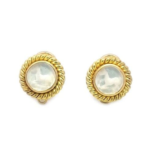 ELIZABETH LOCKE MOTHER OF PEARL GOLD EARRINGS HORSE 18K YELLOW POST CLIP: These Elizabeth Locke Mother of Pearl Gold Earrings are a luxurious and stylish accessory that features a round shape with a diameter of 16mm. Crafted with 18k yellow gold, these earrings showcase a b