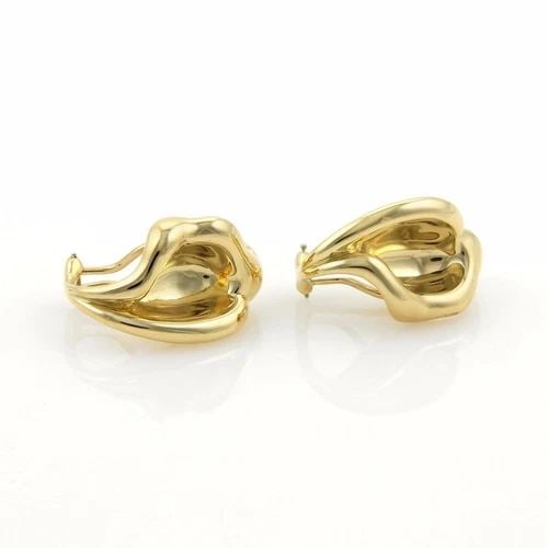 TIFFANY & CO. PERETTI GOLD EARRINGS 18K YELLOW CURVED LEAF CLIP ON EARRINGS (1 of 2)