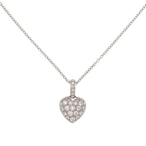 TIFFANY & CO. HEART NECKLACE FRANCE PAVE DIAMOND PLATINUM 2003 (1 of 2)