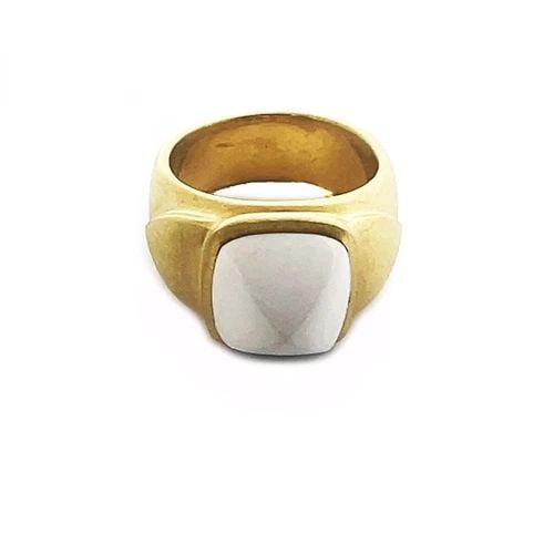 ELIZABETH RAND AGATE GOLD RING 18K YELLOW SQUARE PYRAMID TOP (1 of 2)