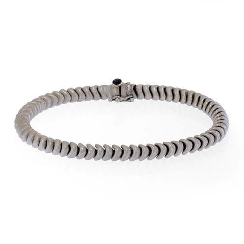 CHIAMPESAN SAPPHIRE 18K WHITE GOLD 5MM FANCY LINK BRACELET (1 of 2)
