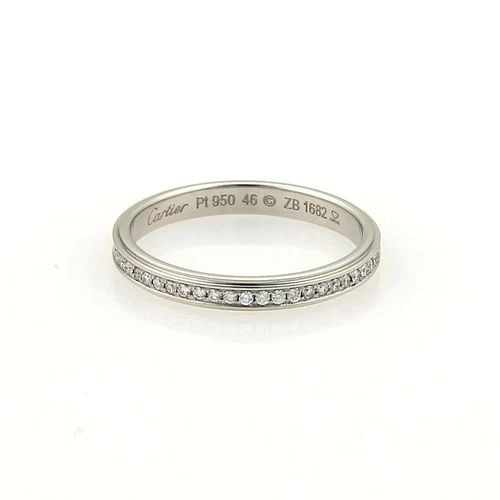 CARTIER PLATINUM DIAMOND RING FULL CIRCLE ETERNITY BAND EU 46-US 3.75 (1 of 2)