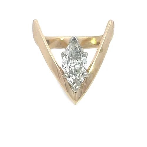 70612 DIAMOND MARQUISE 1.00CT GOLD RING 14K YELLOW V SHAPE SOLITAIRE STYLE (1 of 2)