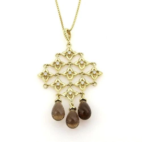 DAVID YURMAN TREFOIL GOLD NECKLACE DIAMOND & GEM 18K YELLOW CASCADE PENDANT (1 of 2)