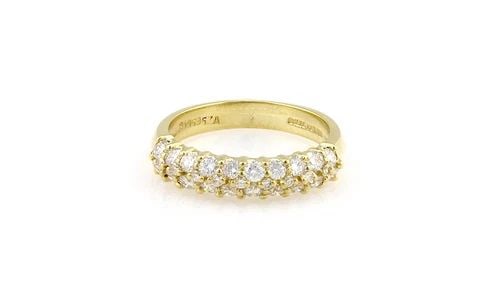 JOSE HESS DIAMOND GOLD BAND 2 ROW DOME STYLE (1 of 2)