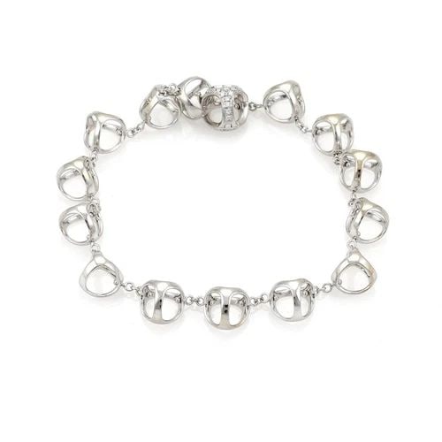 DI MODOLO DIAMOND 18K WHITE GOLD TRIADRA CIRCLE CHARMS CHAIN BRACELET: DI MODOLO DIAMOND 18K WHITE GOLD TRIADRA CIRCLE CHARMS CHAIN BRACELET Di Modolo Diamond 18k White Gold Triadra Circle Charms Chain Bracelet Description This is an interesting authentic bracelet by Di 