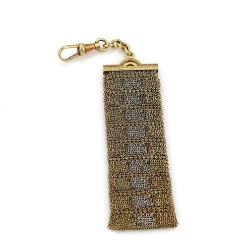 ART DECO GOLD FOB FOR POCKET WATCH 18K YELLOW & WHITE GOLD MESH CHAIN (1 of 2)