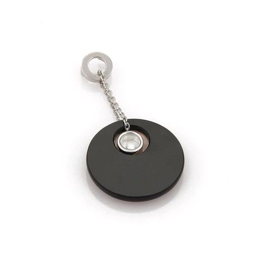 CHOPARD PENDANT HAPPY DIAMOND ONYX TWO-TONE GOLD DOUBLE-SIDED HEART & CIRCLE (1 of 2)